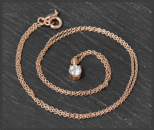 Brillant Anhänger & Kette 585 Gold; 0,47ct, River D
